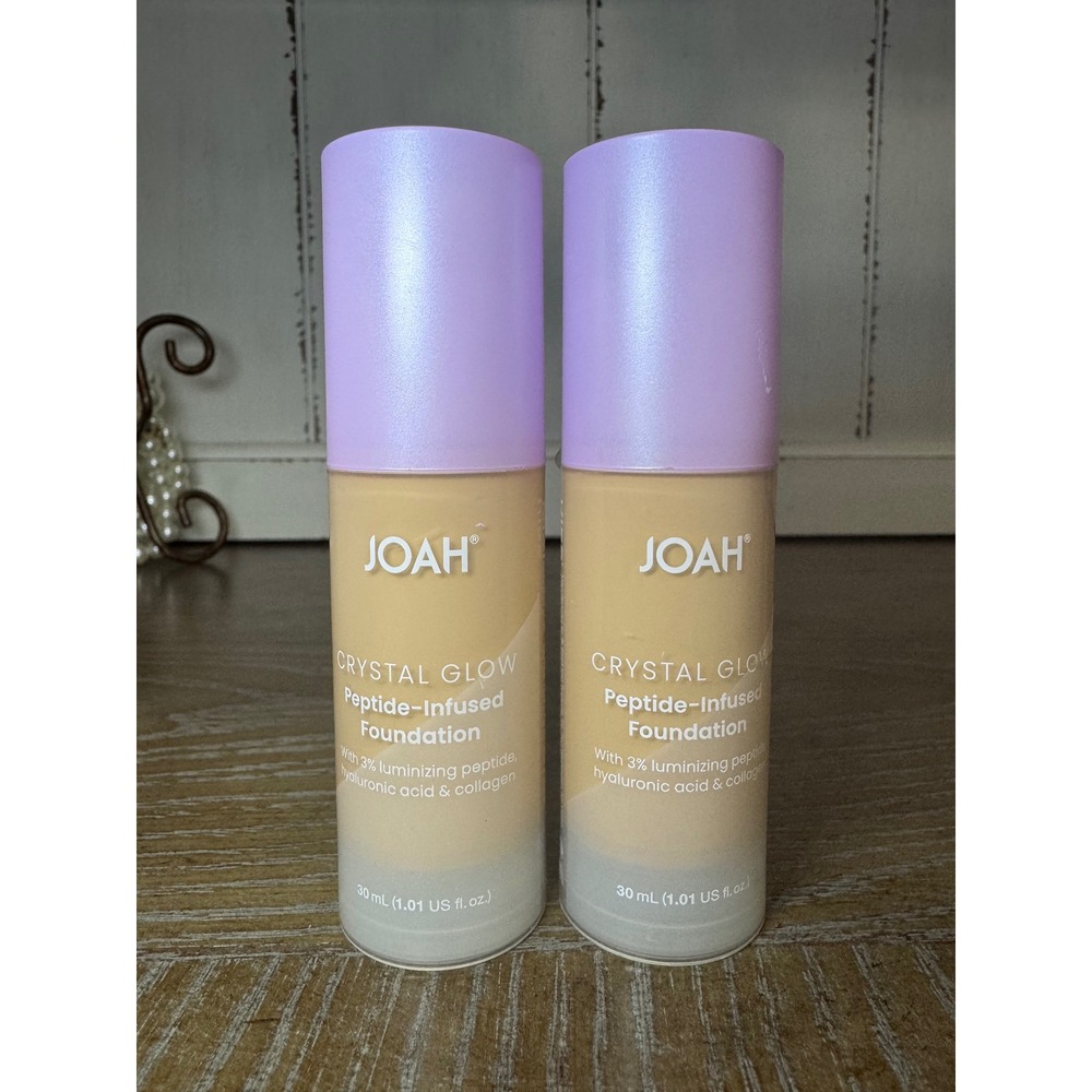Joah Crystal Glow Peptide-Infused Foundation LW060 Light Warm 2 Pack 1.01 fl oz